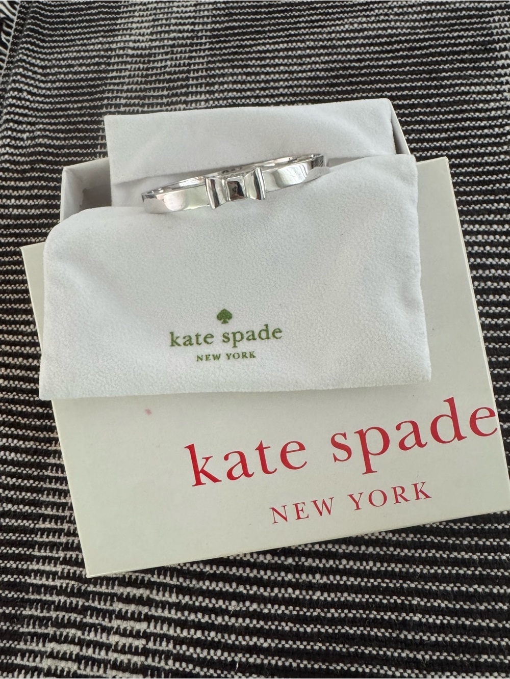 Kate Spade Silver Bow Bangle Bracelet Polished